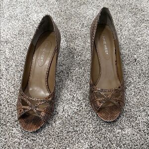 Nine West Snakeskin Peep Toe Heels